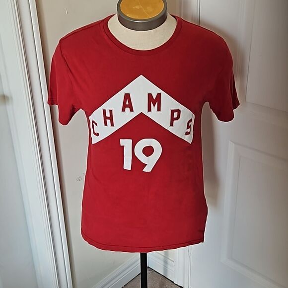 Champs Men's Cotton Logo Short Sleeves T-shirt Medium Ruby Red/White - Picture 6 of 16